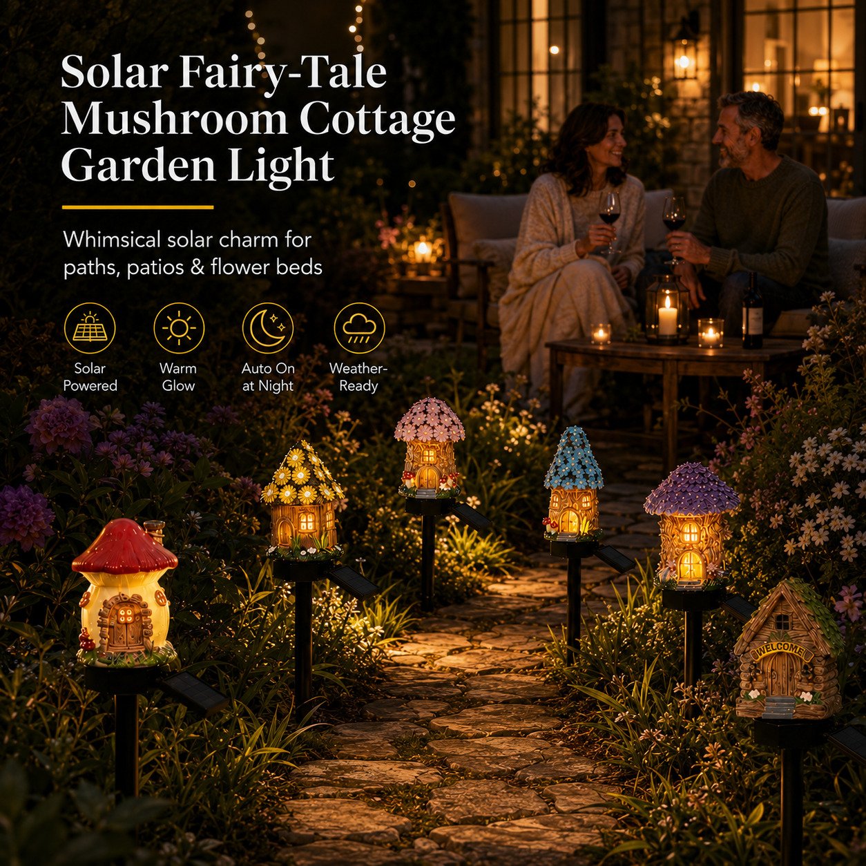 ⚡LIMITED TIME — 60% OFF💡🏡Solar Fairy-Tale Mushroom Cottage Garden Light🍄✨