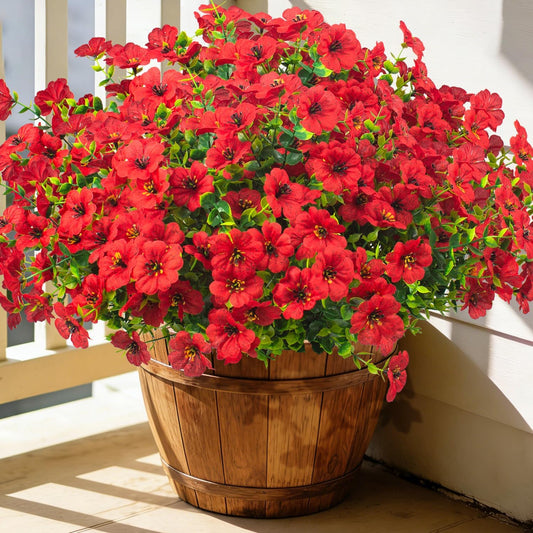20 Bundles Artificial Flowers for Outdoors, UV Resistant Fake Plants Flowers Greenery Shrubs Plants for Decoration Outside Plants Hanging Planter Home Garden Decor (Mix（6 Color）)