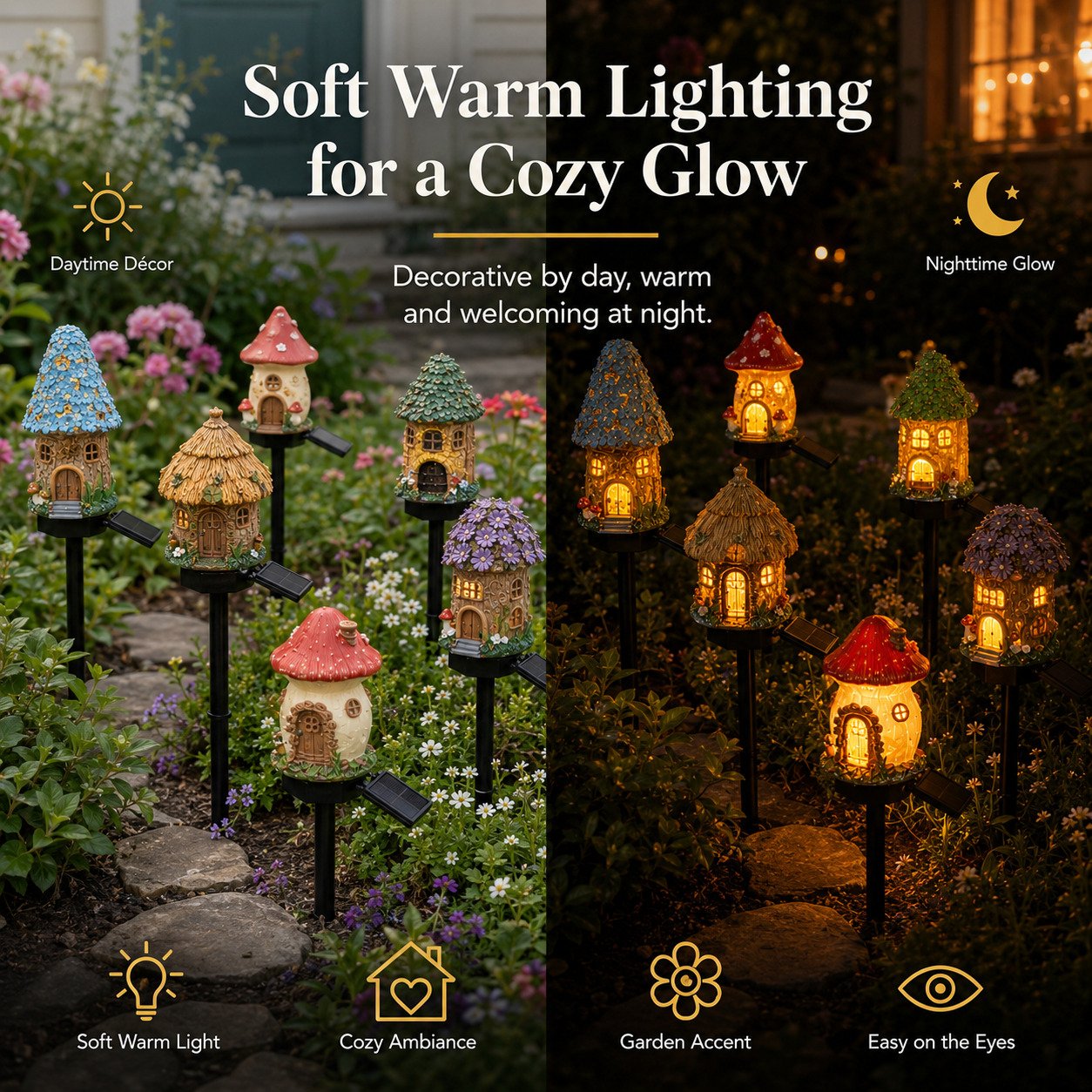 ⚡LIMITED TIME — 60% OFF💡🏡Solar Fairy-Tale Mushroom Cottage Garden Light🍄✨